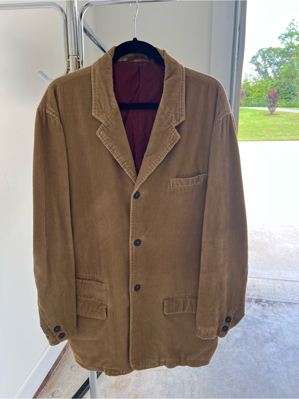 Old Navy Men’s Brown Corduroy Blazer Jacket with Maroon Lining